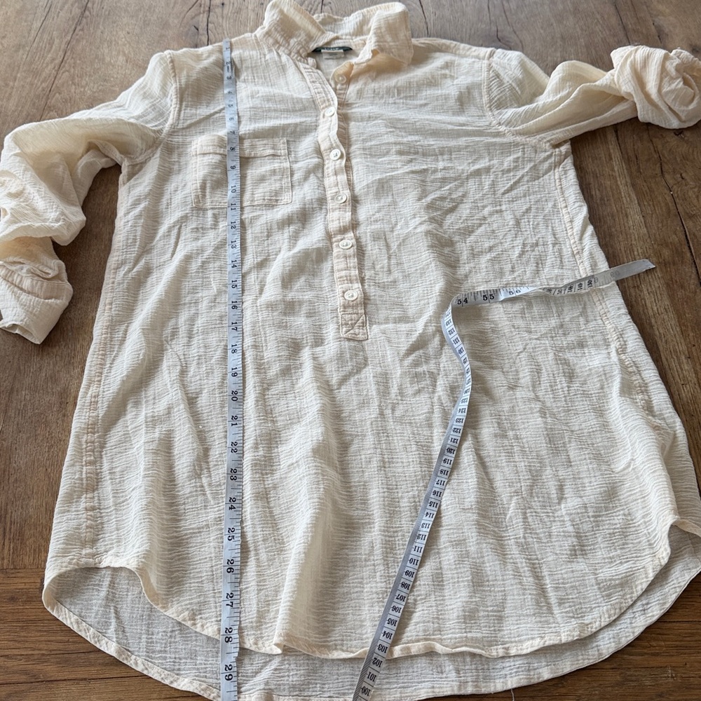 J. Crew Cream Gauze Button-Front Tunic Blouse - Picture 4 of 5